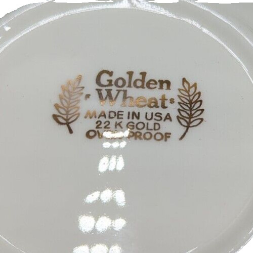 Set of 4 Homer Laughlin Golden Wheat Berry Dessert Bowls 22K Gold Trim USA READ