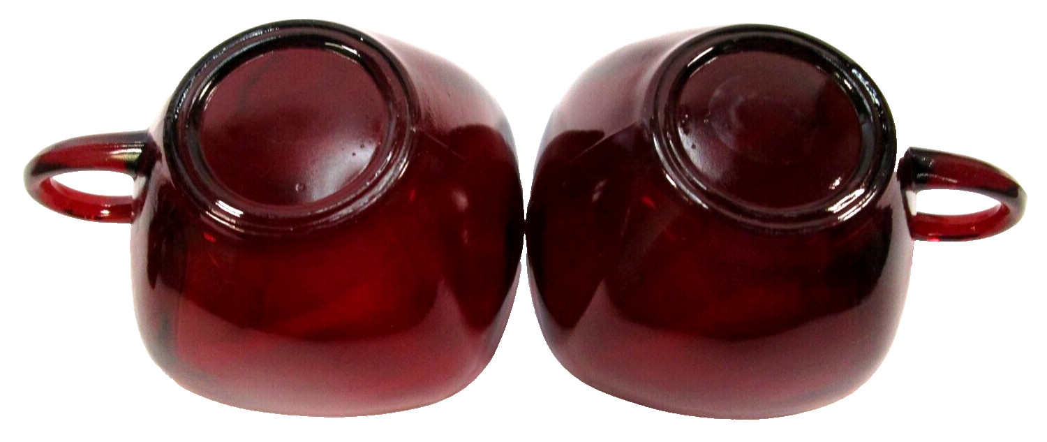 Anchor Hocking Royal Ruby Red Charm 4 Coffee Tea Cups W 4 Saucers 1950-1959 6 oz