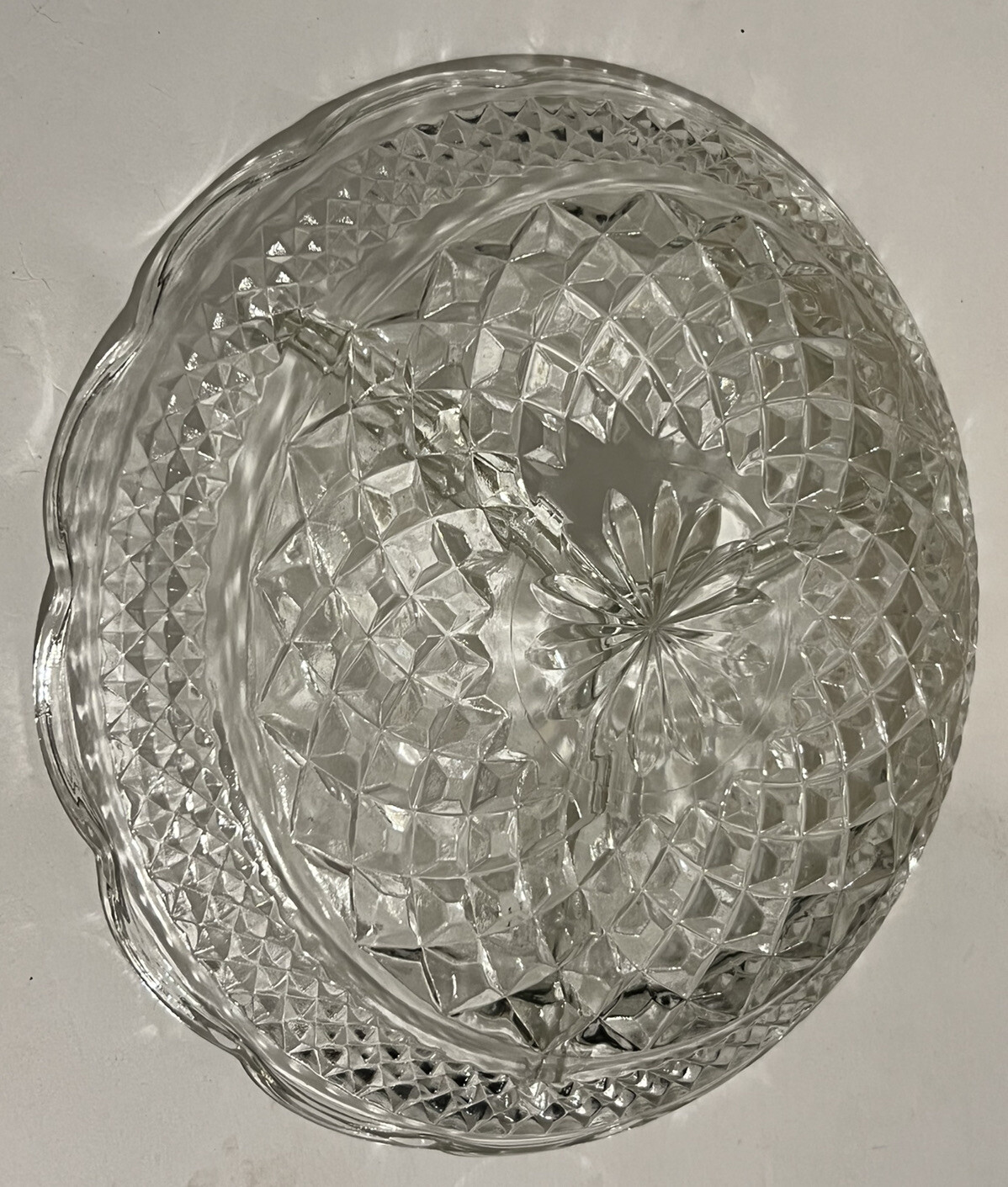 Wexford Crystal Anchor Hocking Glass 8 1/2″ Divided Dish In Original Box Vintage