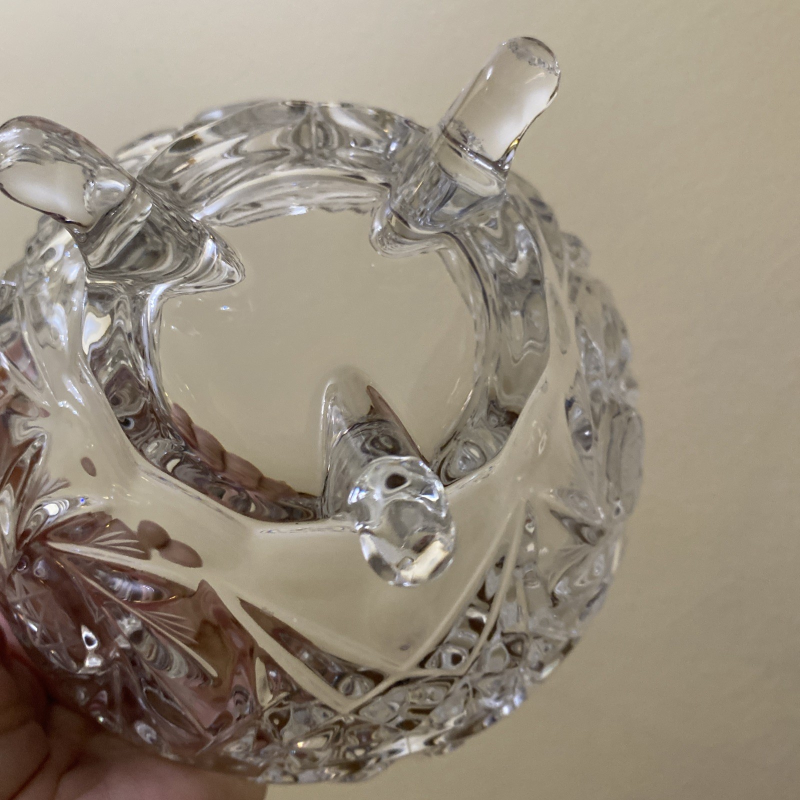 Crystal Candy Dish Star Of David 3 Footed Vintage Heavy 5.5 X 4“ High Polished