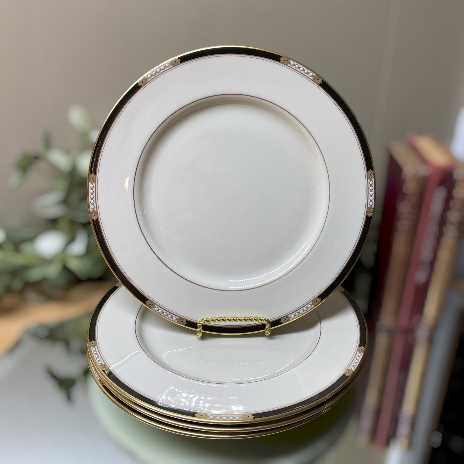 Lenox Presidential Collection Hancock 10 1/2” Dinner Plates Set Of 4 USA Gold