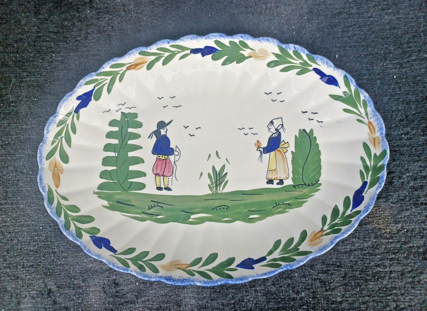 Blue Ridge Southern Pottery French Peasant 15″ Serving Platter Hand Painted USA