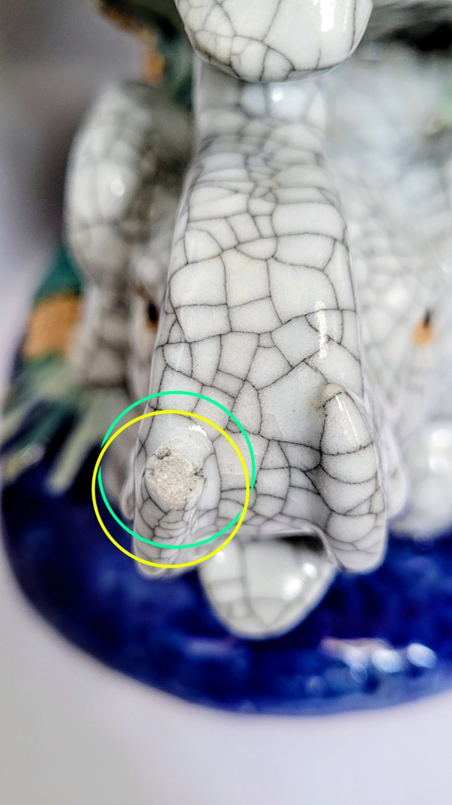 Vintage Italian Majolica Elephant Compote Centerpiece Bowl —Crackle Glaze Finish