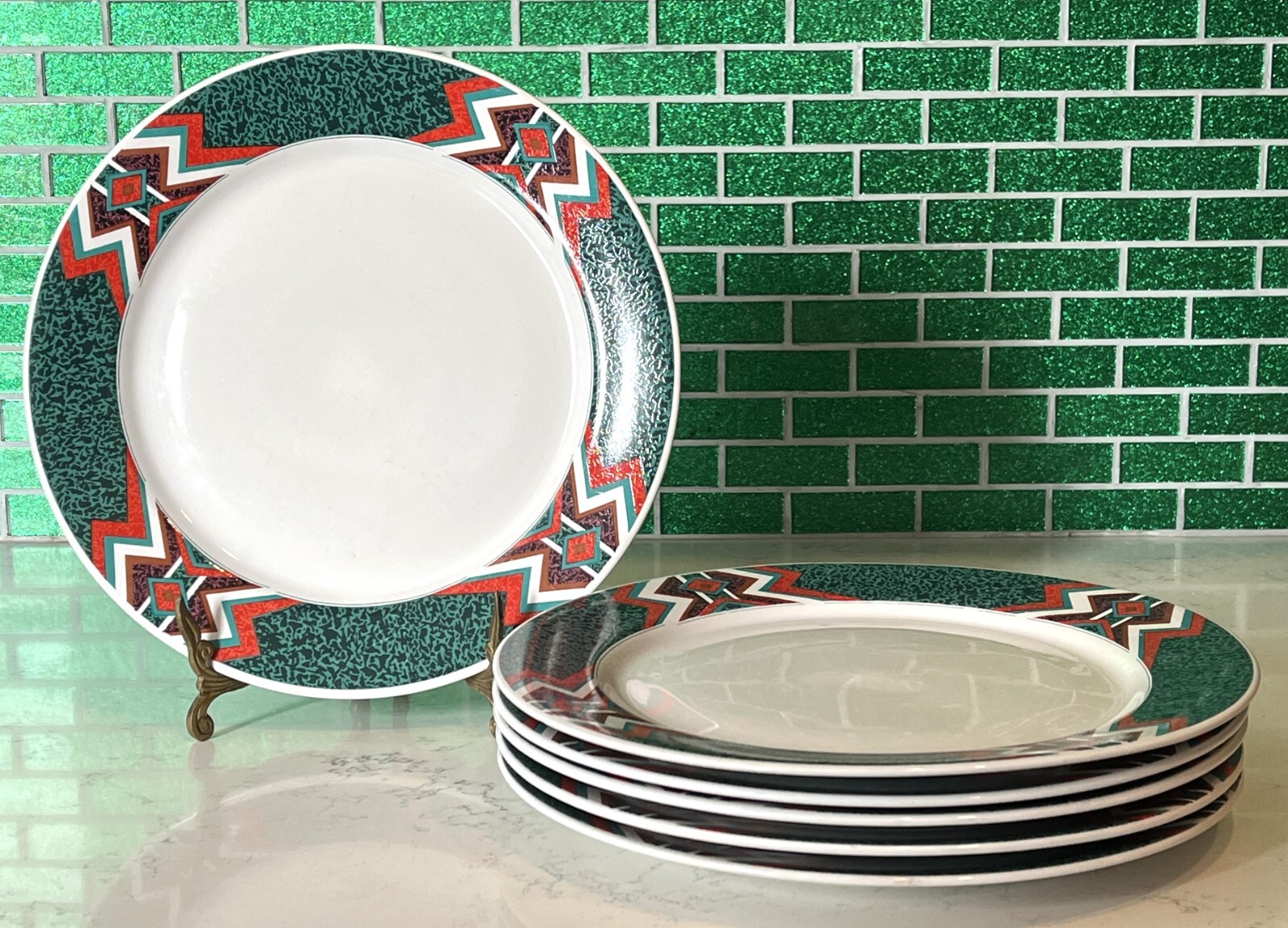 Lot of 6 Gibson Housewares Mojave Design Southwest 11-3/4 inch Dinner Plates
