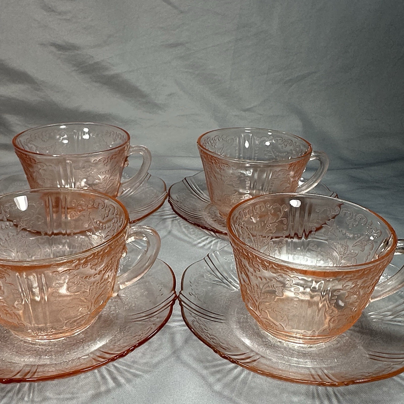 Vtg Macbeth Evans American Sweetheart Pink Depression Glass 2pc Cup Saucer Set