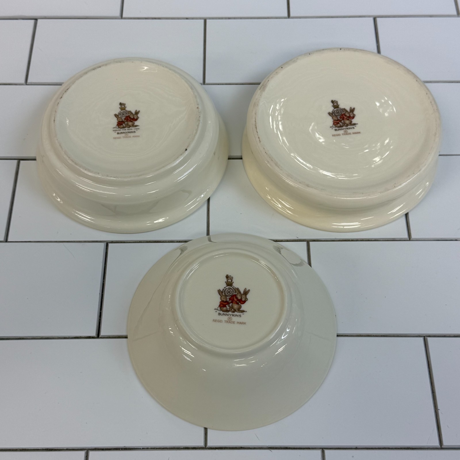 Royal Doulton Bunnykins Plates & Bowls Set of 7 Bone China 1960s
