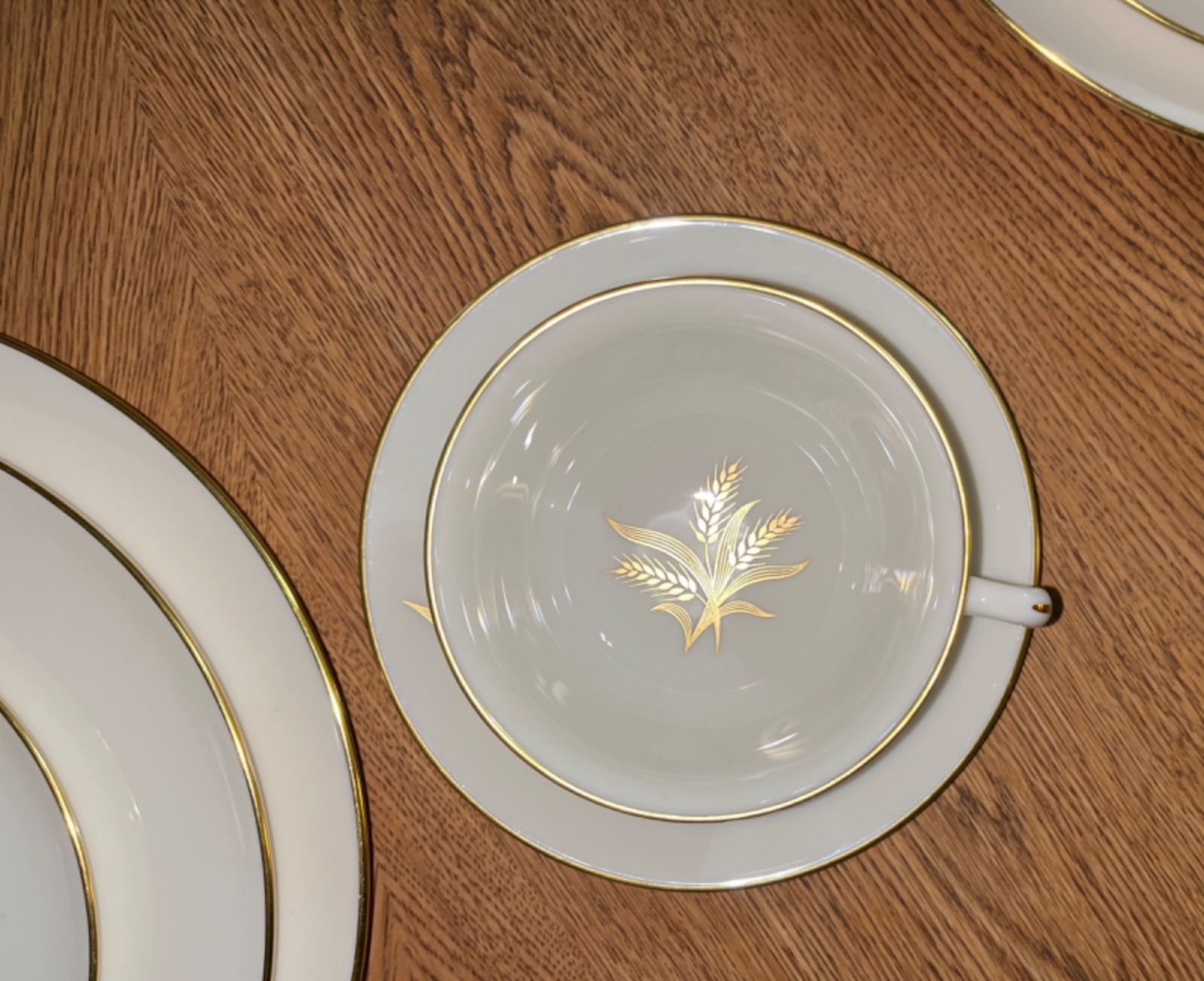 VTG 70 Pcs Wheat by Lenox MCM Ivory Porcelain Dinnerware Platter 24k Gold R 442