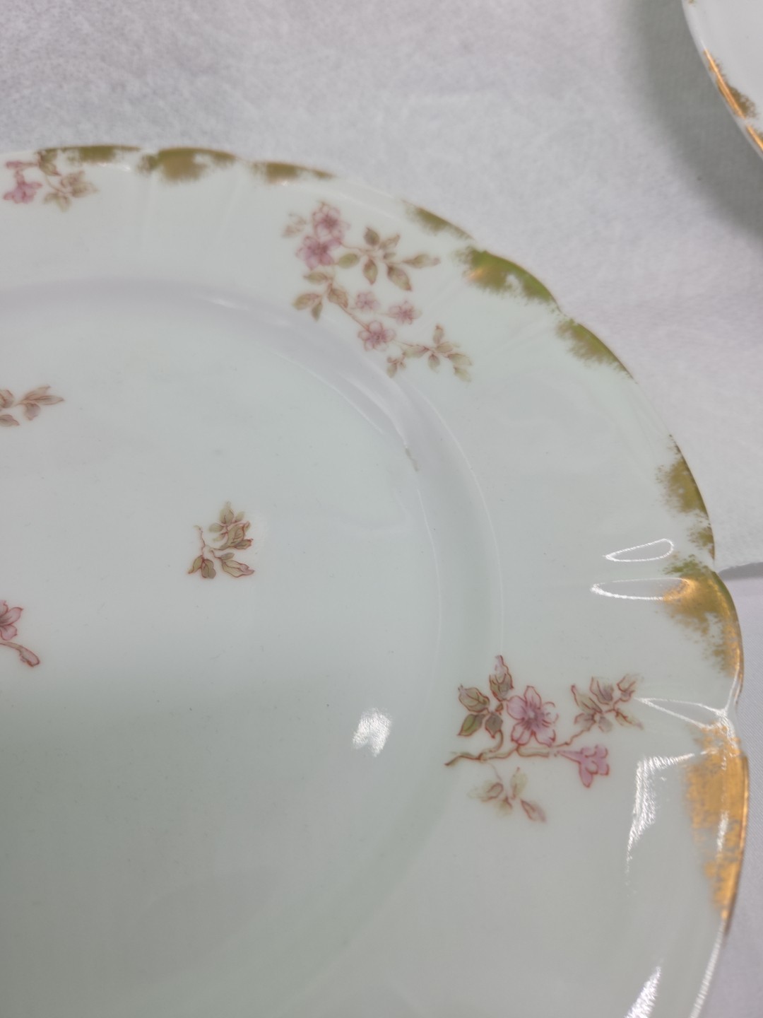 Haviland & Co. H & C LIMOGES France Four Dinner Plates 8 1/2″ Flowers Gold Trim