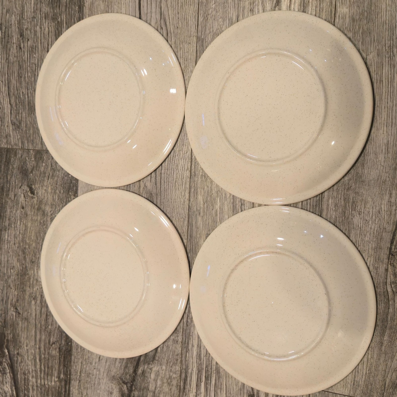 Vintage floral Stoneware dinner plates 1970s Botanical speckled Garden dining x4