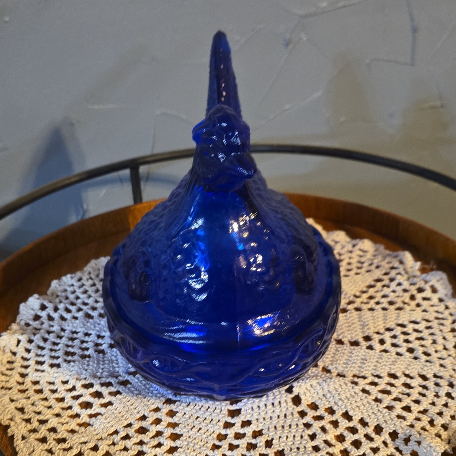 LE Smith Cobalt Blue Glass Hen On Nest; 2-Piece Set