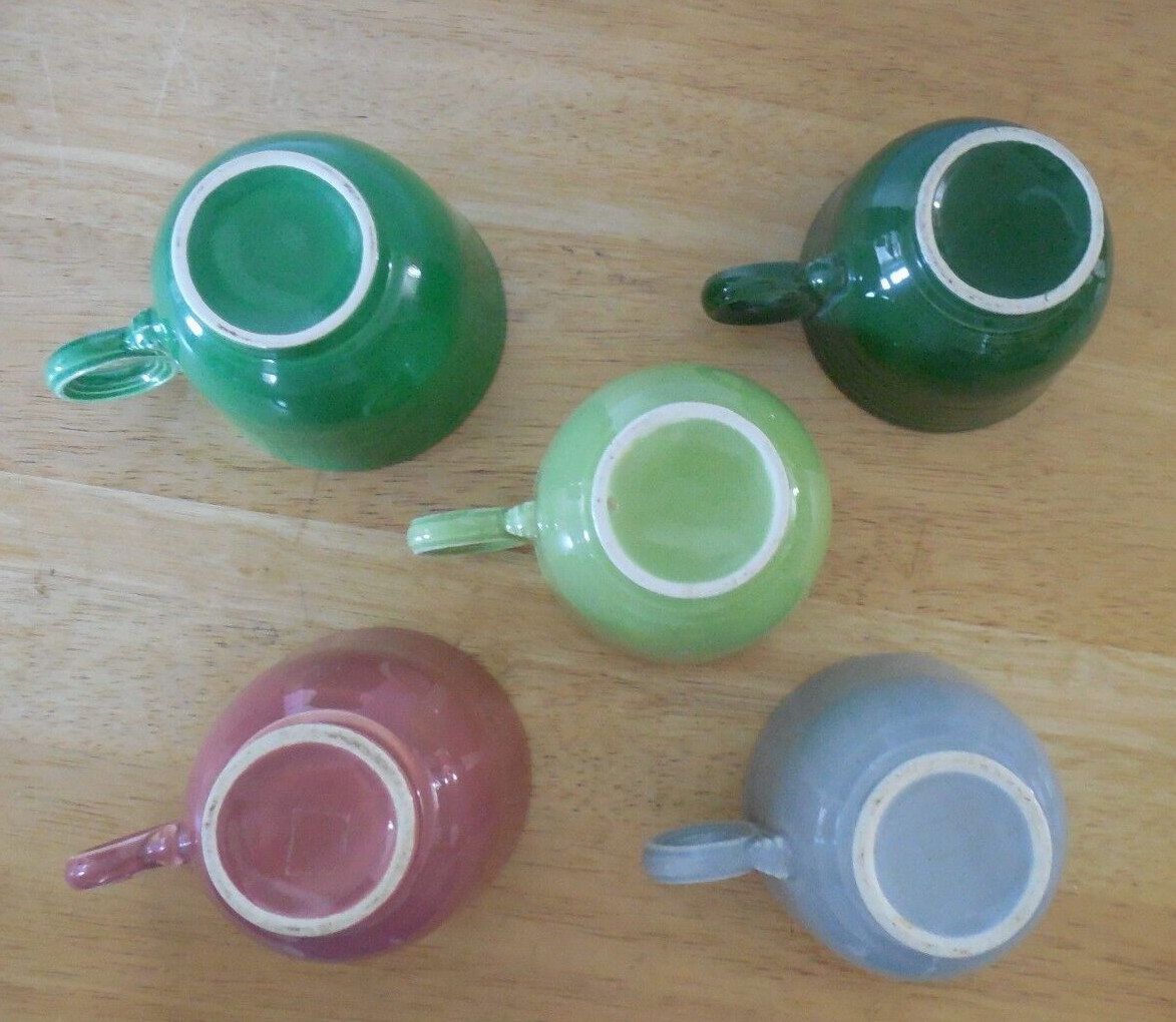 5 Sets of Cups & Saucers, Fiesta 1950s Colors, Fiestaware 1950 to 1959, 10 pcs