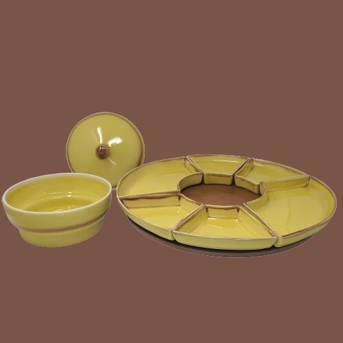 1950s Nancy China 29 Buffet Lazy Susan Fondue Relish Taco Tuesday Ceramic Set