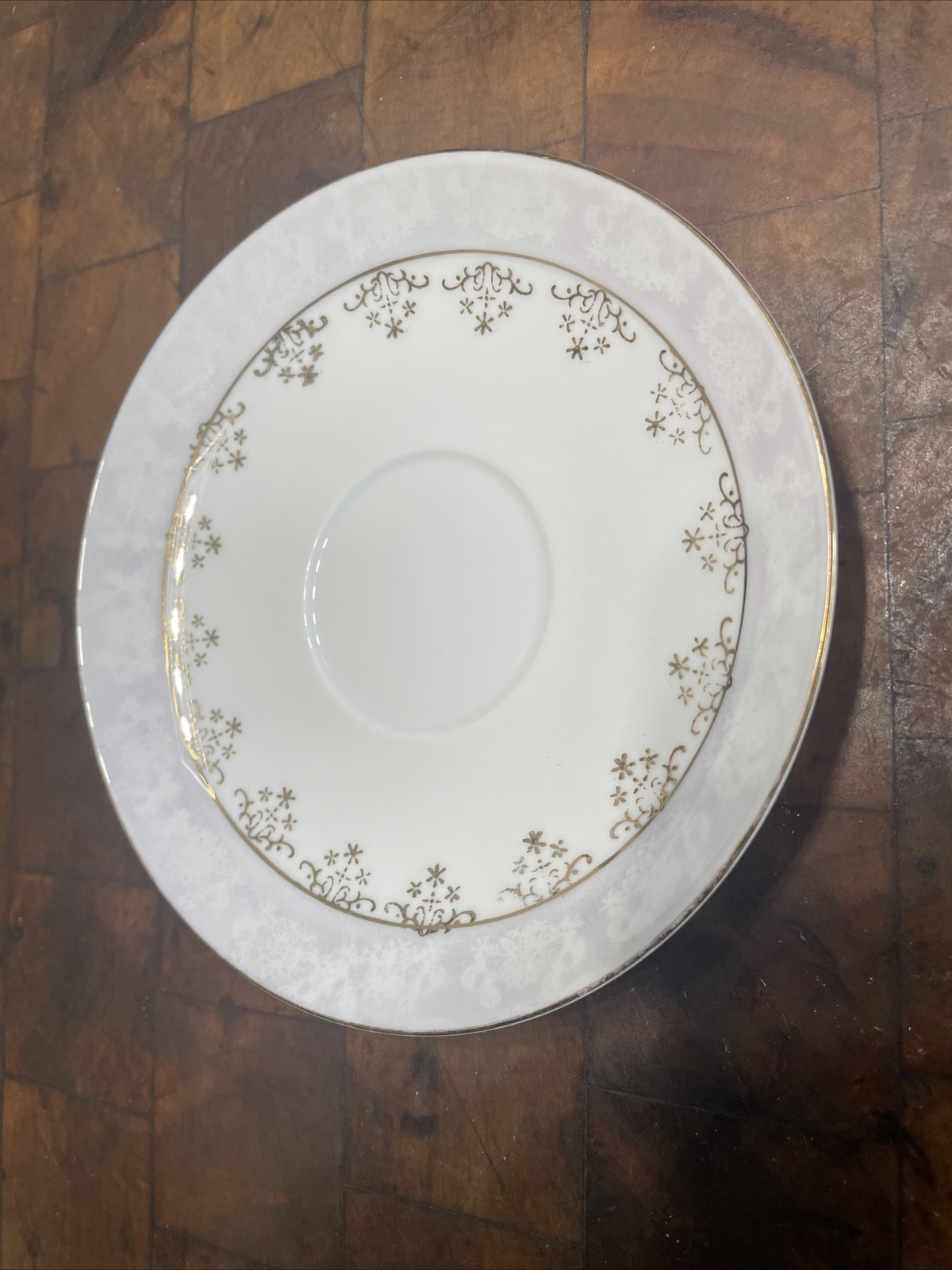 Vintage China 977 Saucer White Silver Gold Trim Floral