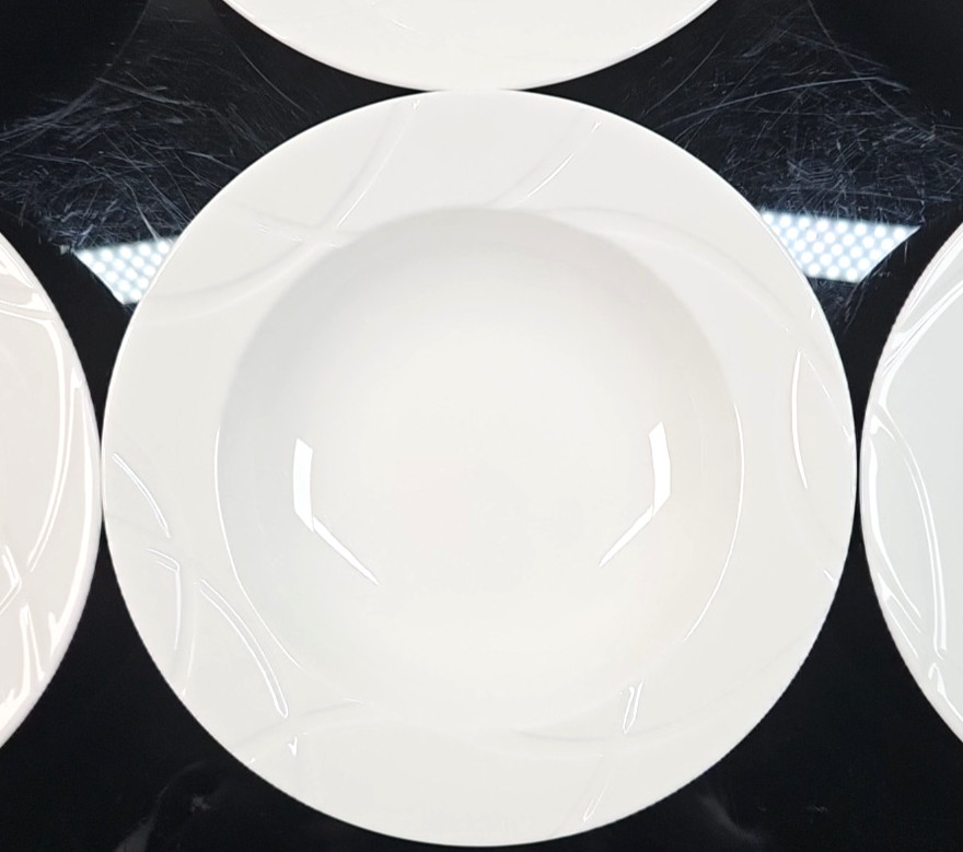 6 Lenox Vibe Rim Soup Pasta Bowl Set White Swirled Elegant Table Dining Dish Lot