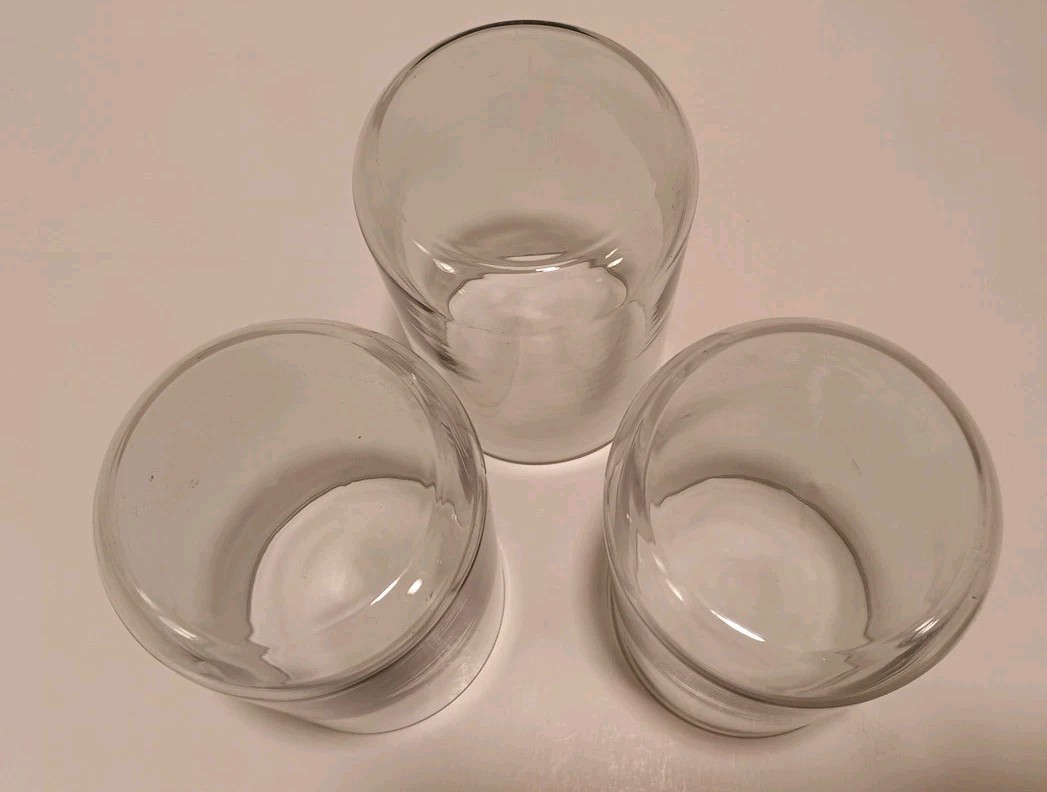 Set Of 3 Vintage Glas-Snap By Corning 8oz Tumblers With Black Plastic Holders