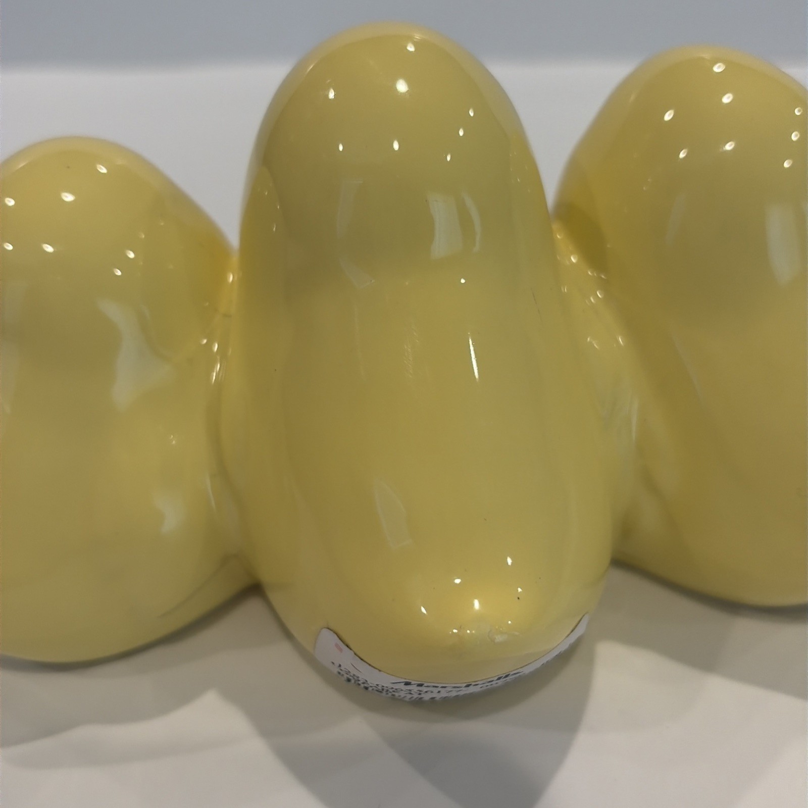 Rae Dunn HAPPY SPRING Yellow Ceramic Chick Egg Holder CHIPPED Easter Decor