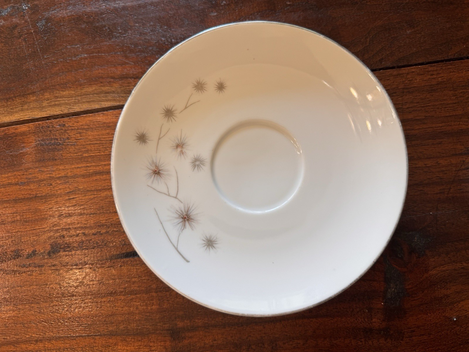 Creative Fine China Japan 1014 Starburst Cup & Saucer Platinum Mid Century