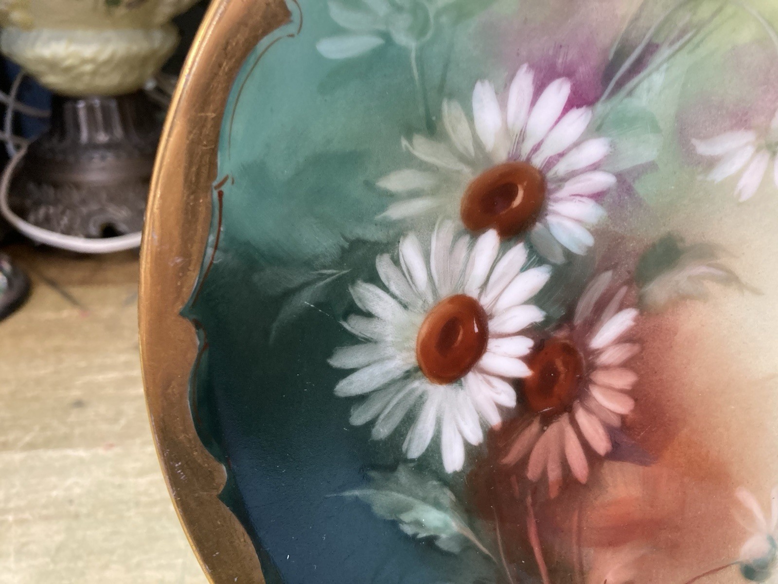Antique Hand Painted Signed J P Limoges / Pickard China Plate / Dasies