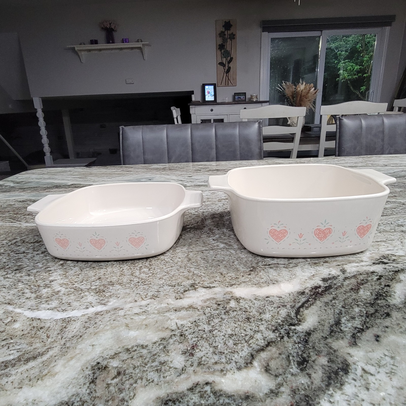 Vintage Corning Ware Forever Yours Heart A-1-B & A-1.5-B Lot Of 2 Casserole