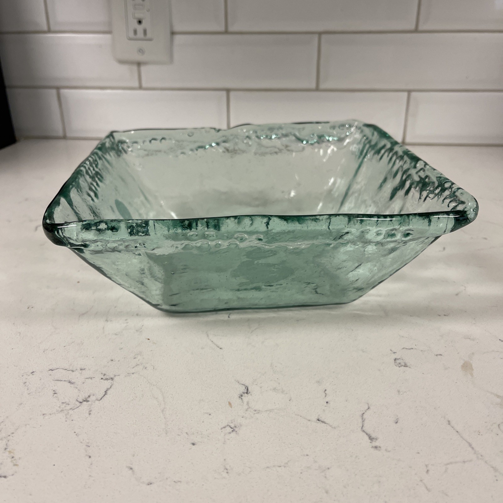 Vitrocolor Square Recycled Glass Bowl Aqua Green Bottle Glassware Home Decor