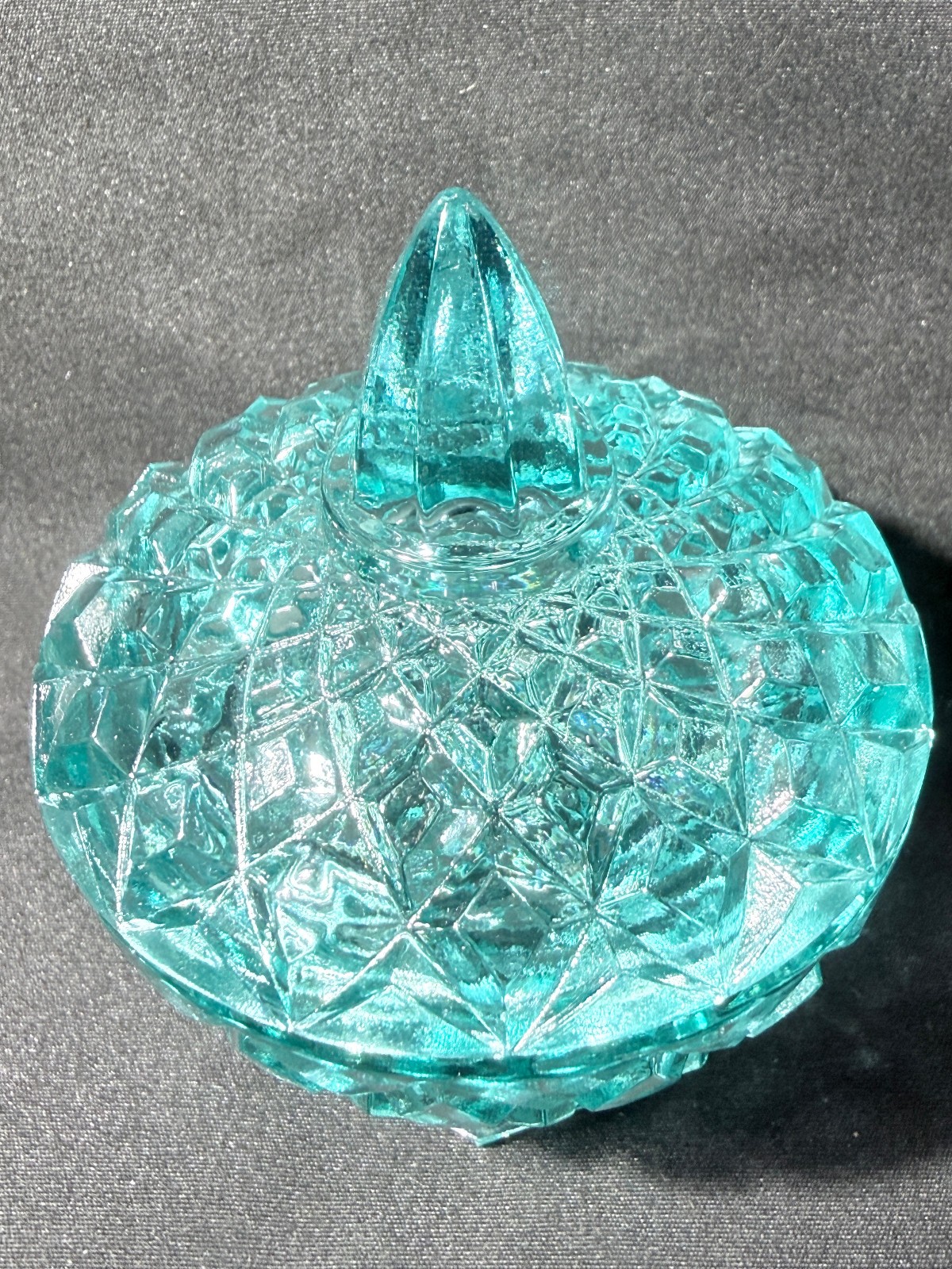 Teal Green Vaseline Uranium glass covered candy dish coffee sugar jar bowl pink