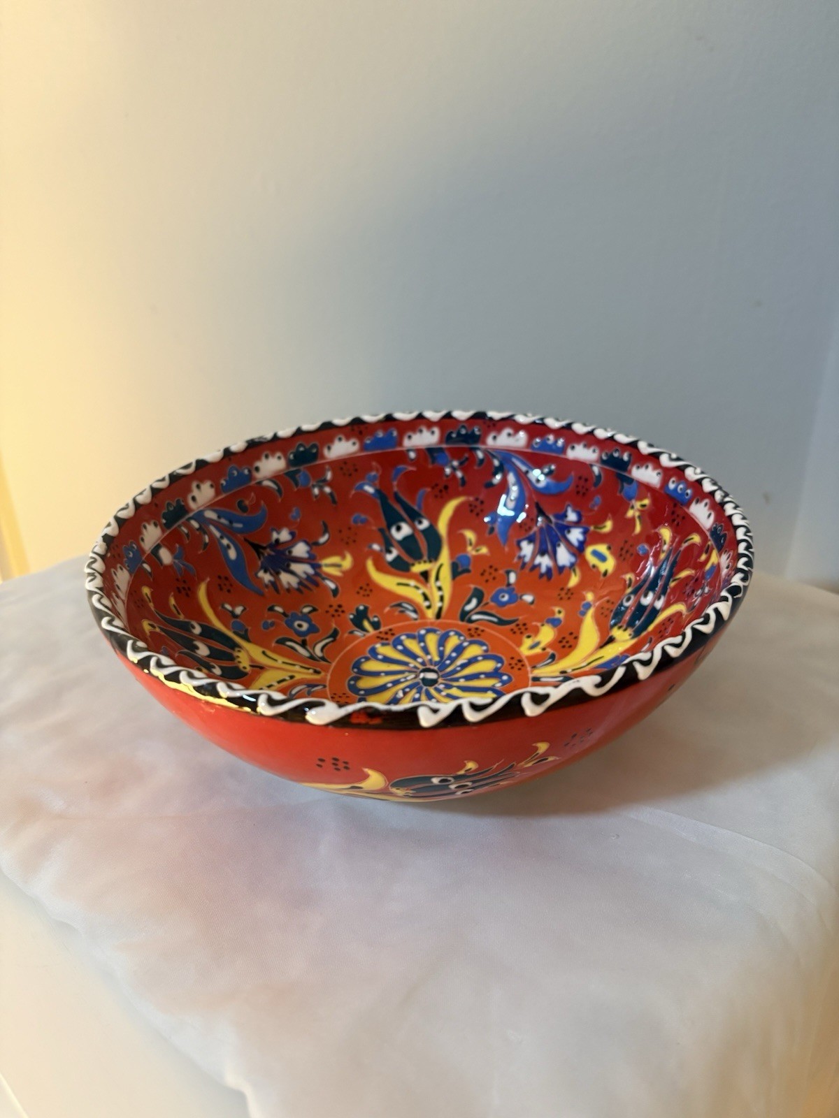 Hand Painted Turkish Bowl 7.5inches Signed by The Artist Hand Made