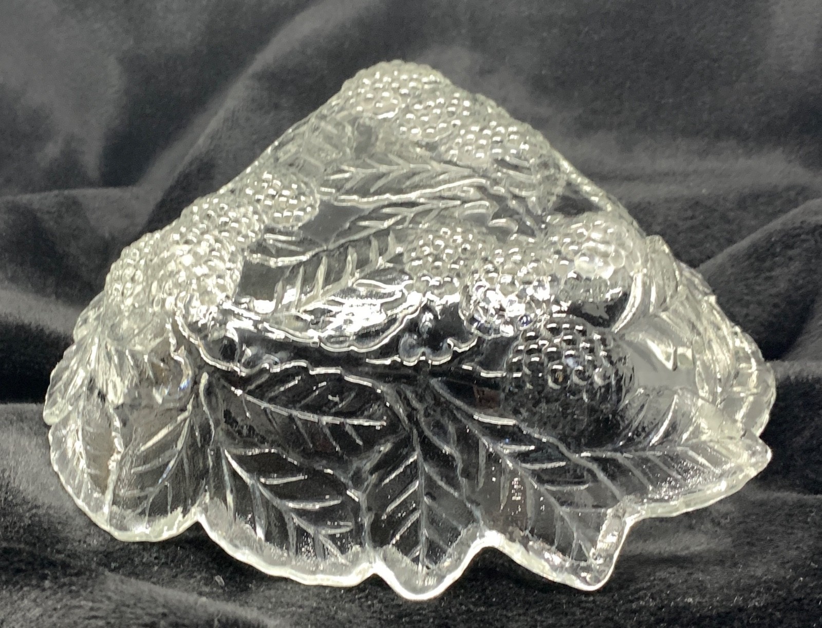 Vintage Indiana Glass Loganberry Clear Triangular Bowl Candy Dish 7″