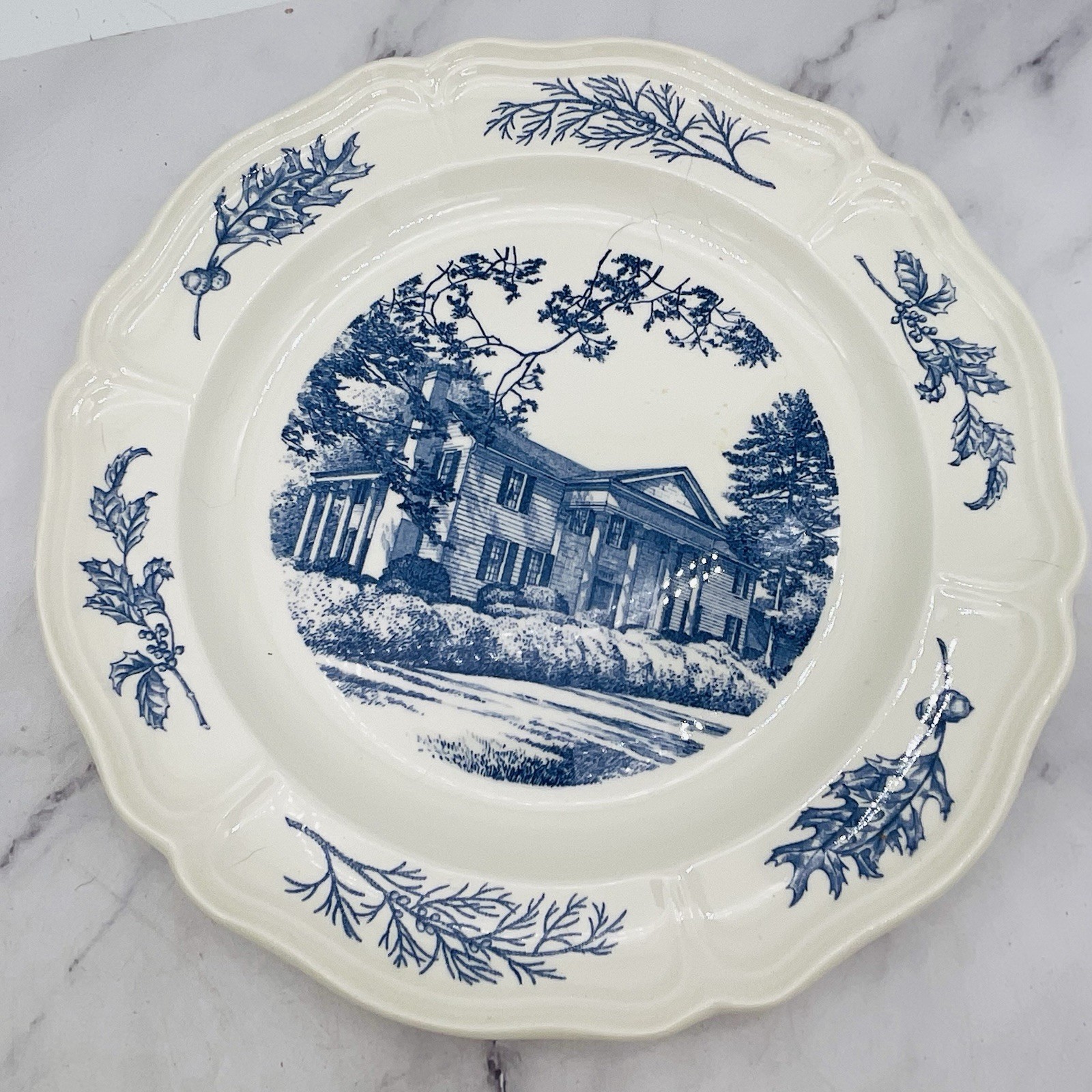 Set of 13 Vtg Atq Blue & White Plates Wall Collage Display Decor Mostly England