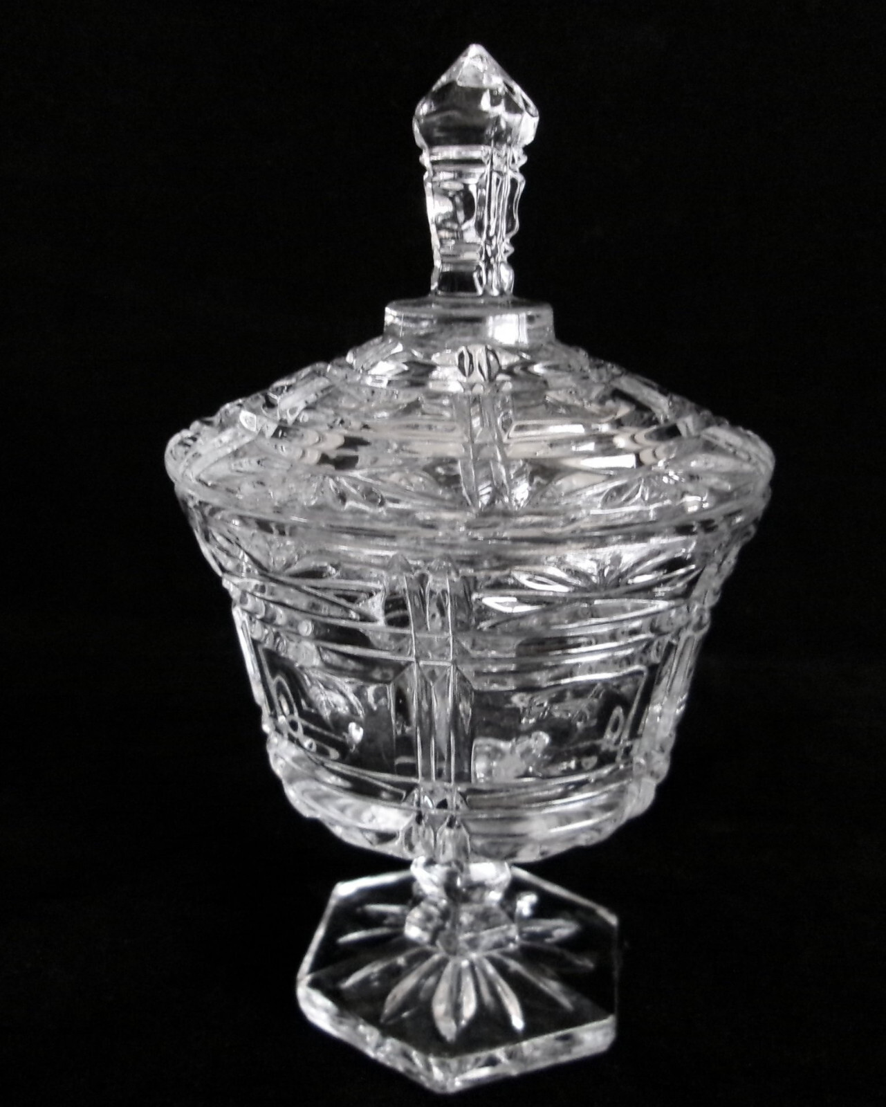 Vintage Clear Glass Crystal Footed Creamer And Sugar Bowl With Lid