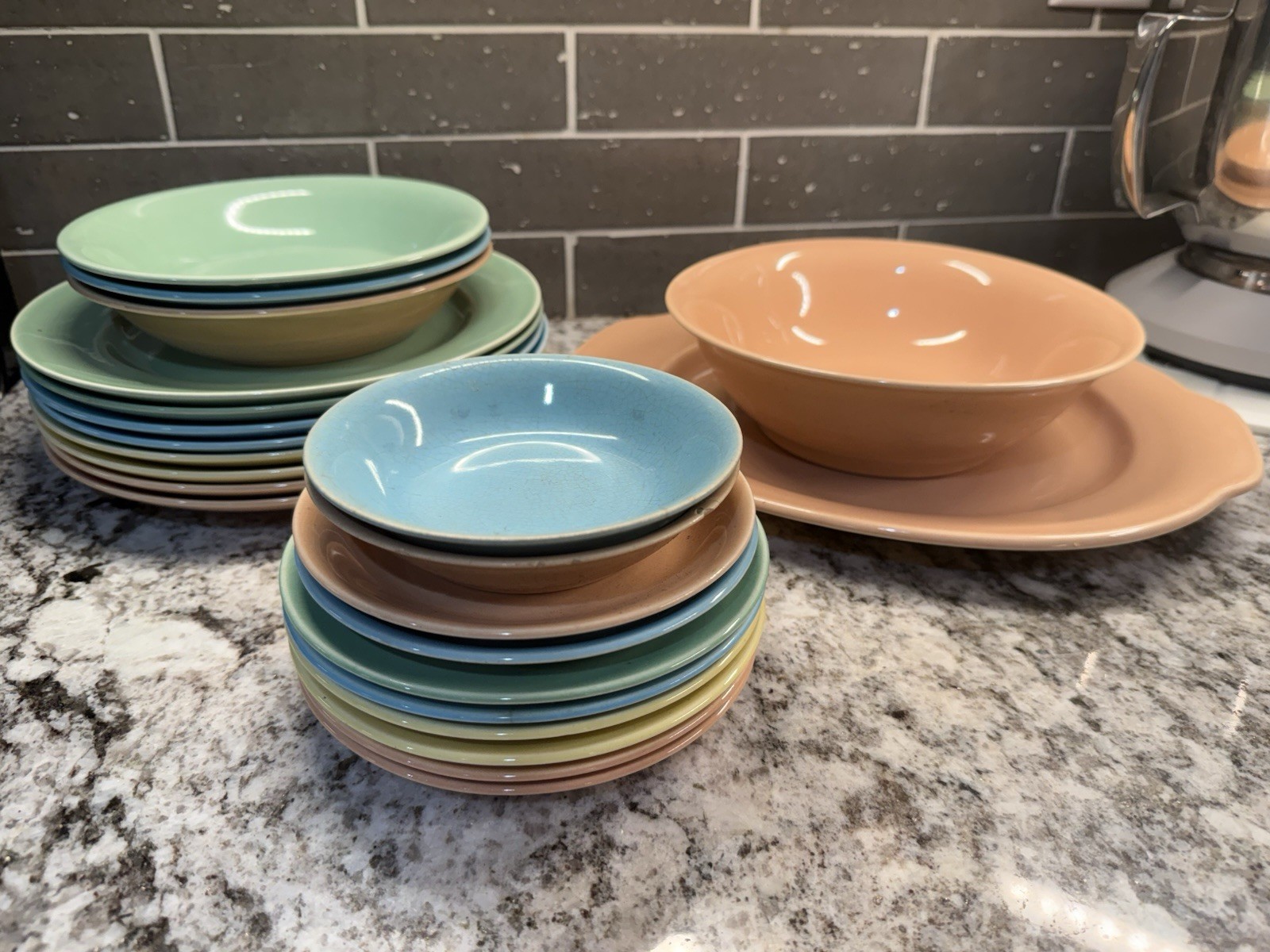 Vtg Universal Cambridge Largo Pastel Dishes Mixed Lot MCM Harlequin