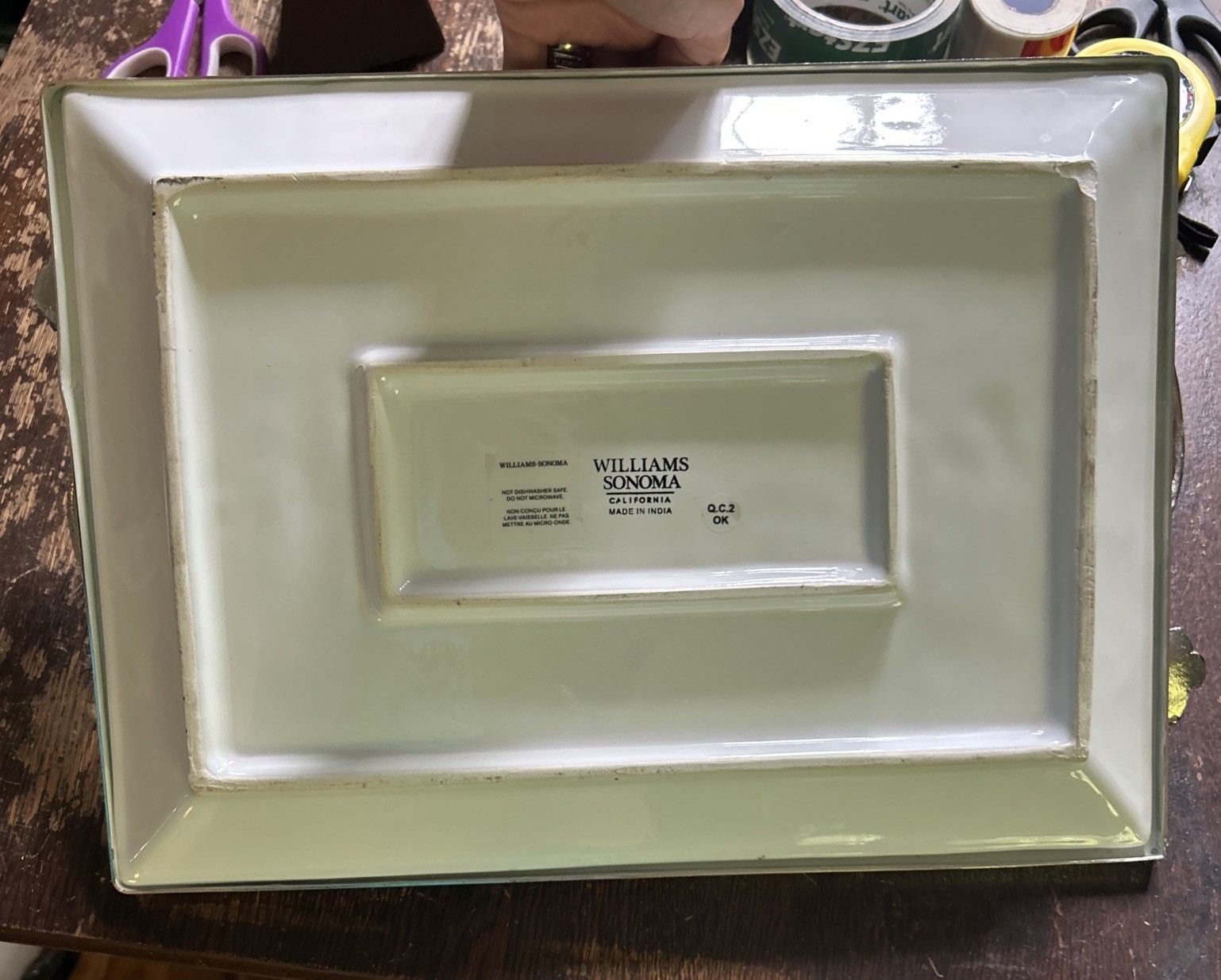 Williams Sonoma Autumn Vine rectangular serving platter w/ pewter handles