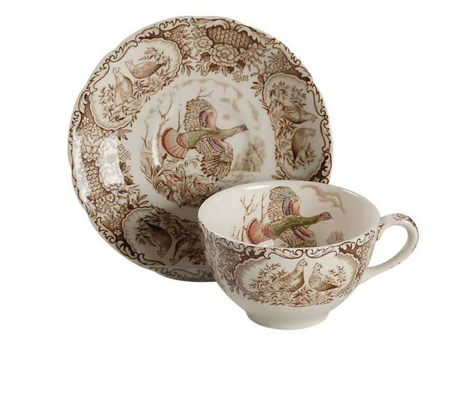Johnson Brothers Wild Turkeys Native American Windsor Ware Teacup and Saucer