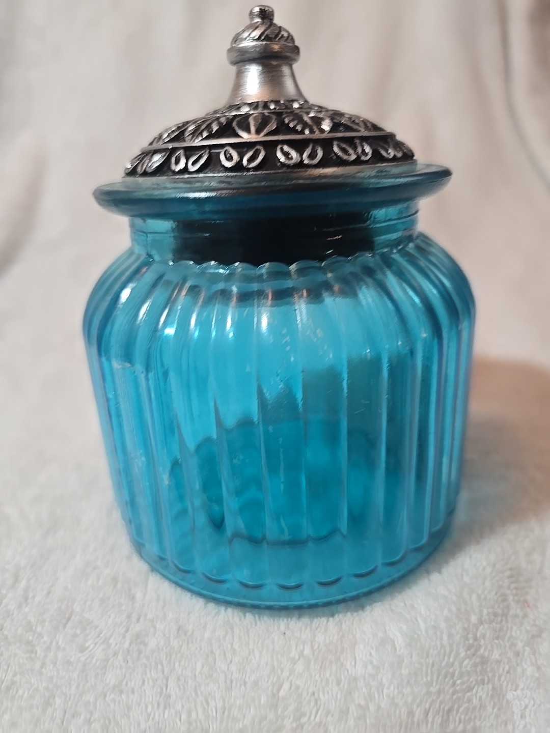 SOCOSY Vintage Crystal Glass Candy Jar with Lid. 4.25″ Diam 6″ Tall