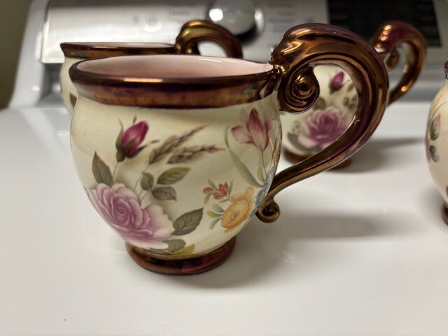 MCKENZIE CHILDS CHELSEA LUSTER TEA CUPS 2003 RARE LOT OF 5