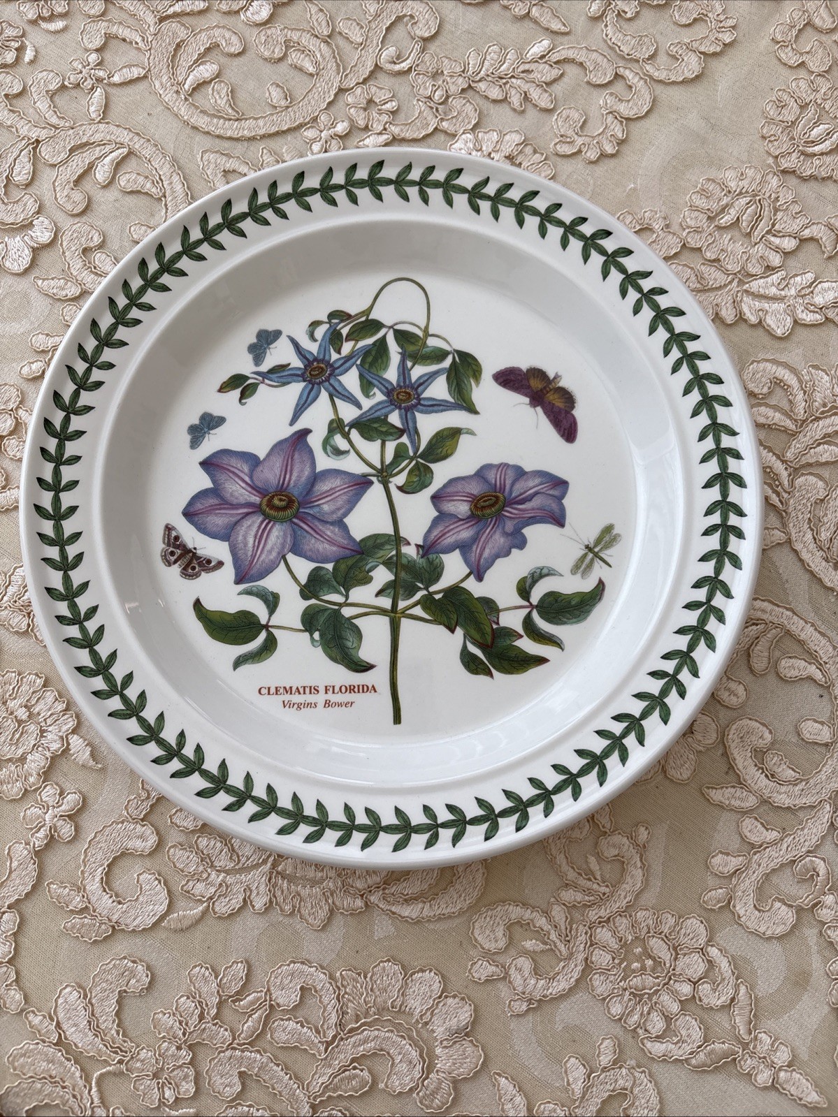 Portmeirion Botanic Garden Clematis Florida 10.5″ Dinner Plate Made In Britain