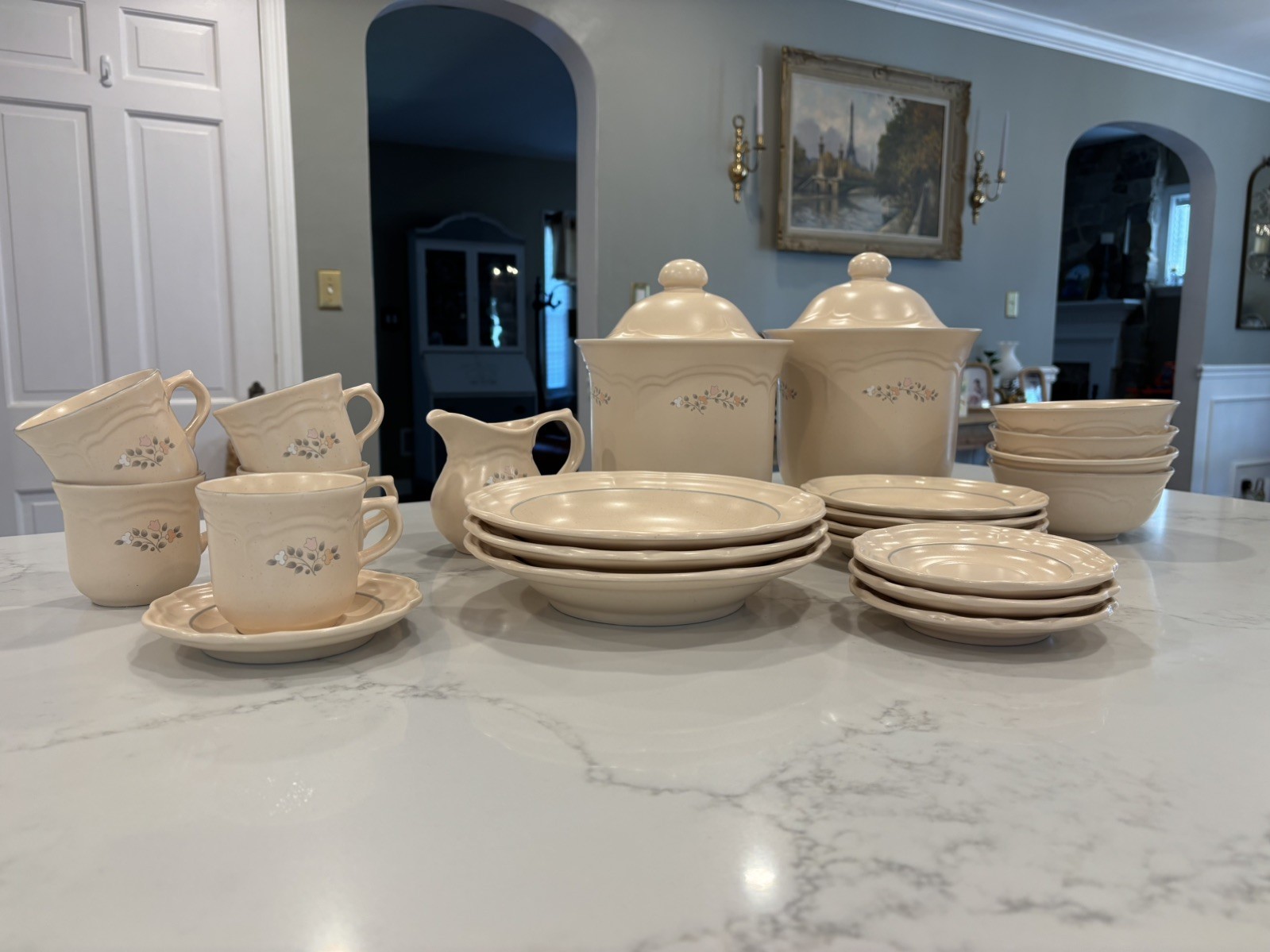 Pfaltzgraff Remembrance VINTAGE FLORAL DINNERWARE LOT CREAM IVORY PEACH PINK USA
