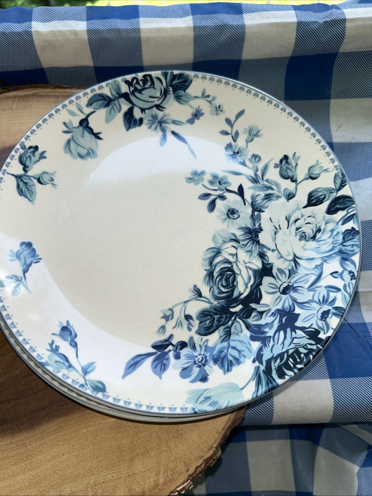 Elama Plates 3 Traditional Blue Desert Rose Pattern 8” Across NIB