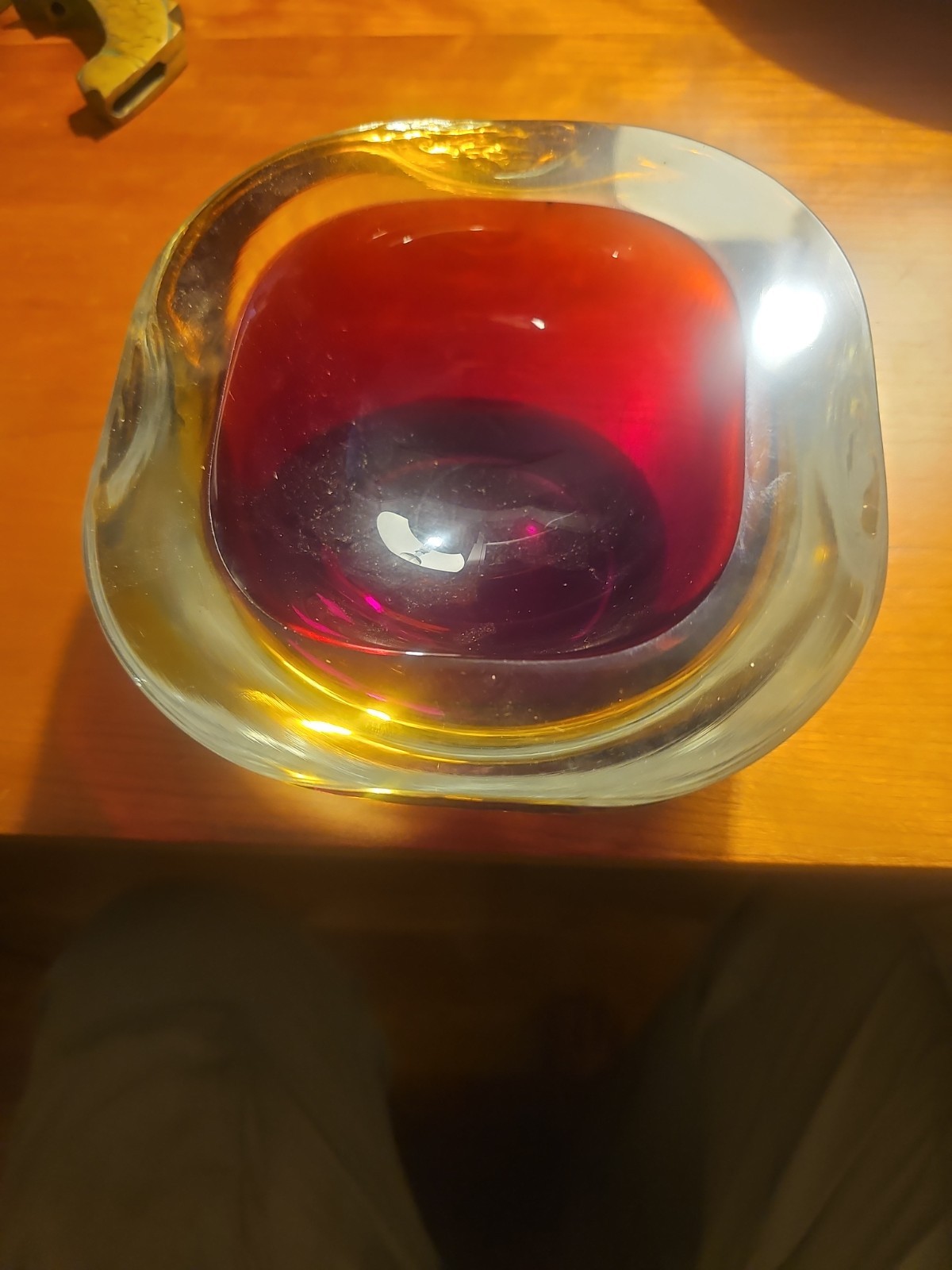 Sommerso Murano Art Glass Geode Bowl 5.75” X 5.75” X 2.5”