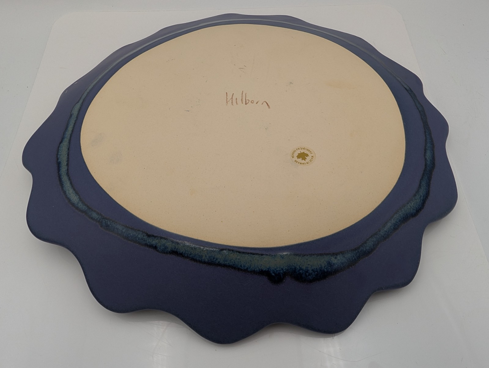 Hilborn Pottery Canada Matte Periwinkle Serving / Display Plate 10.5″