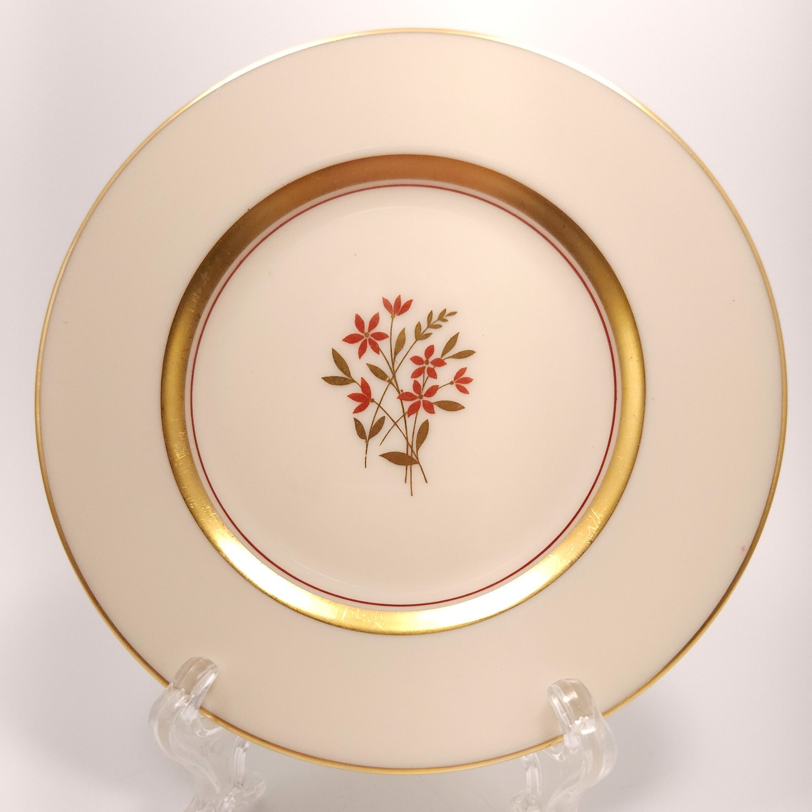 Lenox Nydia Bread and Butter Plate 6.25in Ivory Rust Gold Flowers ca 1940