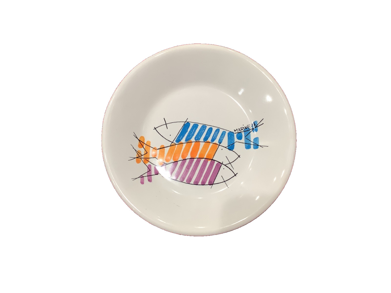 HENRIOT QUIMPER France Happy Fish Sardines Small Plate Signed