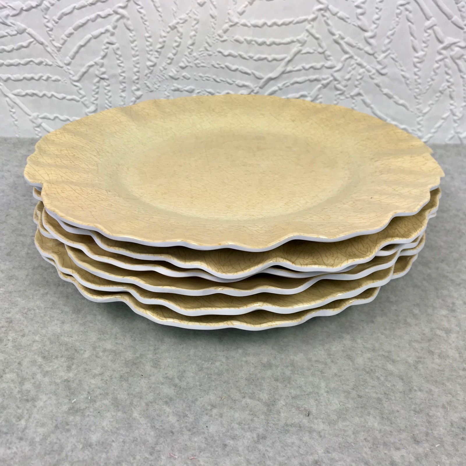 MERRITT Melmine Succulent Garden Mocha Dinner Plates Set of 6 Beige/Golden