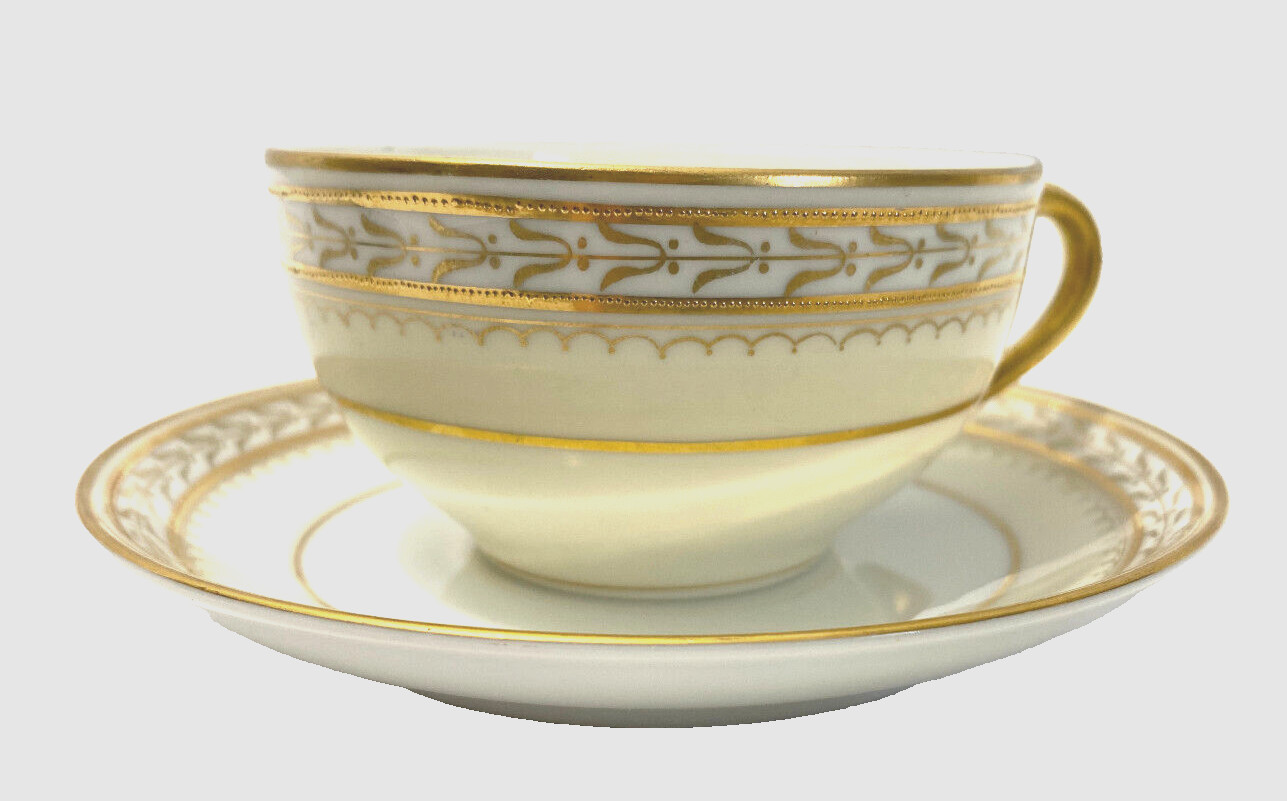 Noritake M Chanfaire China Japan Cup And Saucer Ivory White Gold