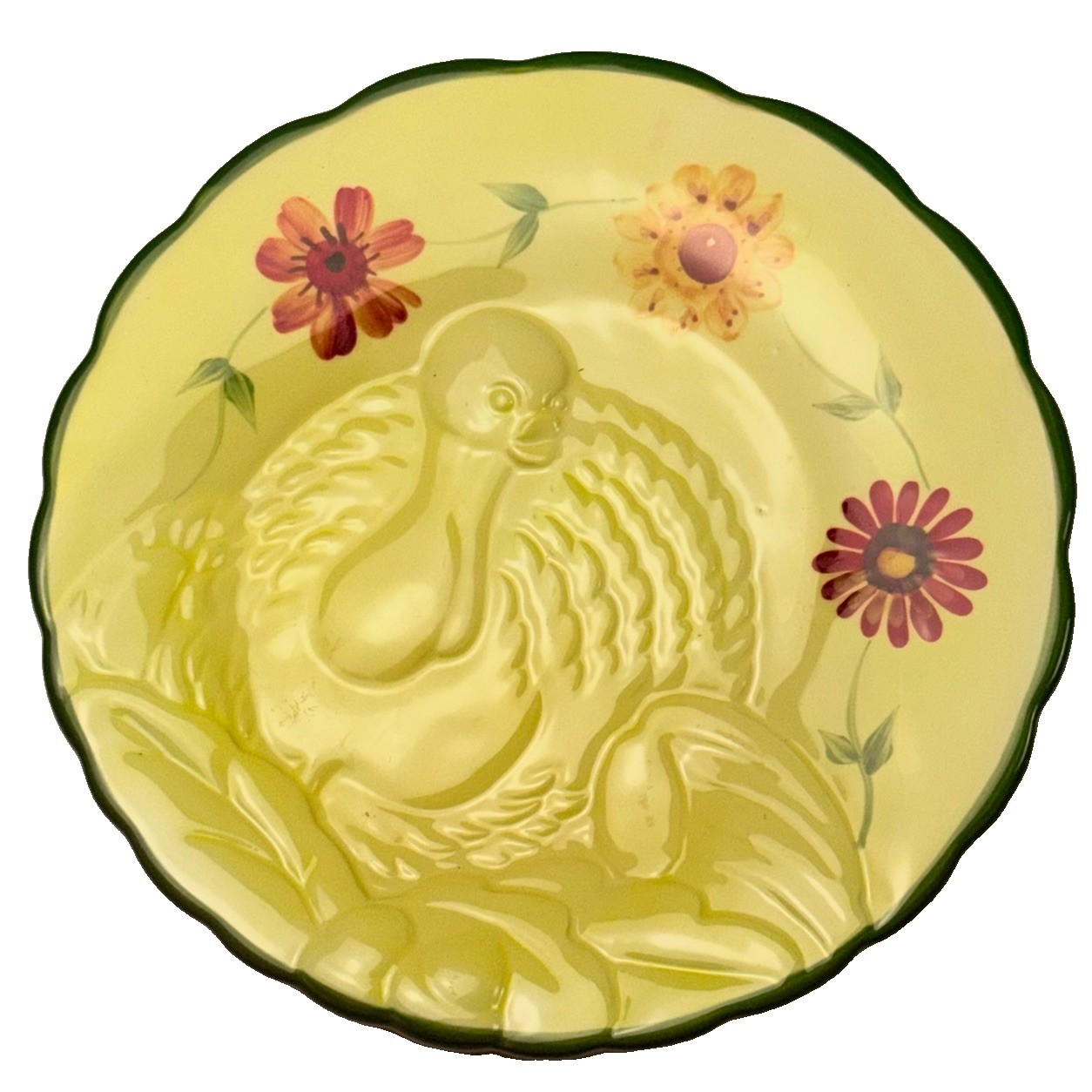 Pfaltzgraff Daybreak Turkey Buffet Plate 8” Embossed Thanksgiving Floral