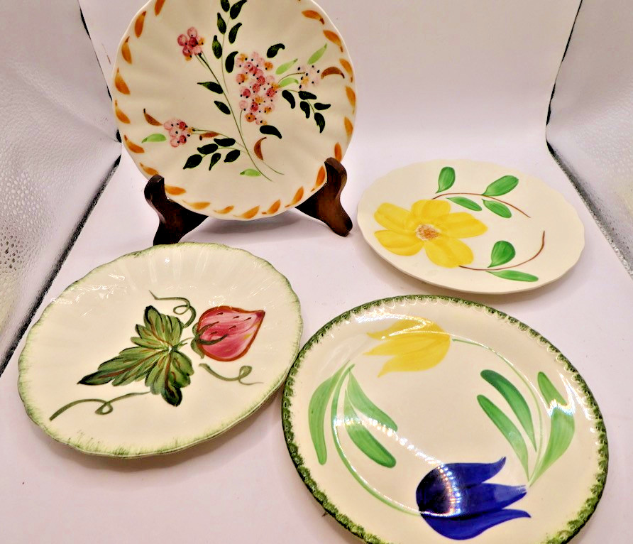 Vintage Blue Ridge Pottery 6′ Bread Plates – Floral Design – Lot of 4