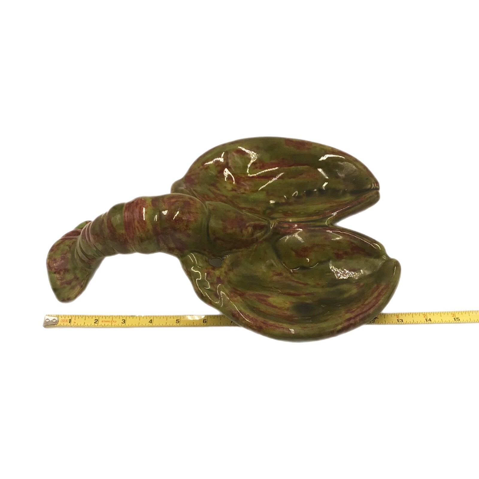 Art Pottery Lobster Divided Serving Dish Drip Glaze Signed BAS Decorative