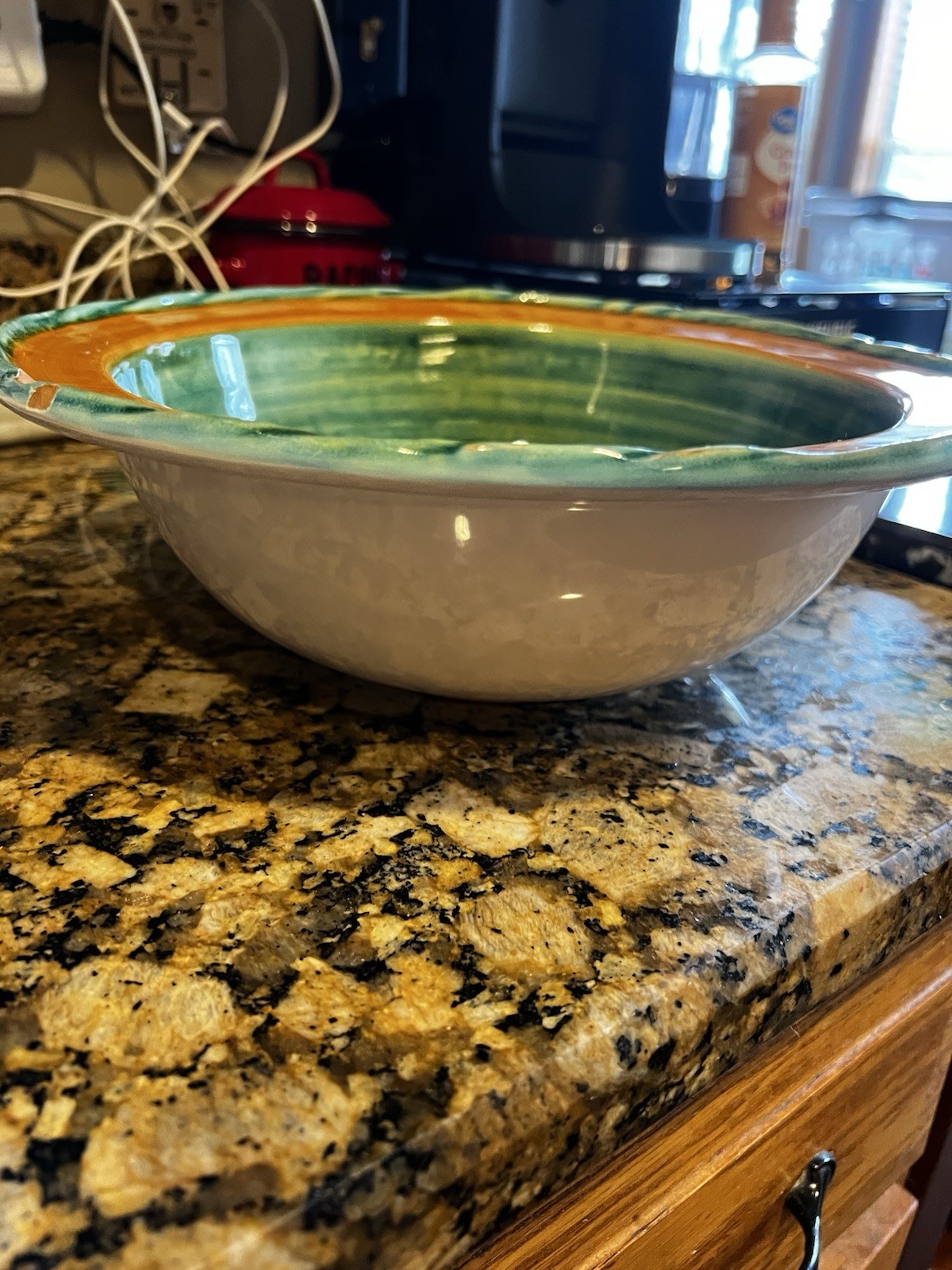 Hand-painted Italian Ceramic Serving Bowl 11 3/4 Inches Made In Italy