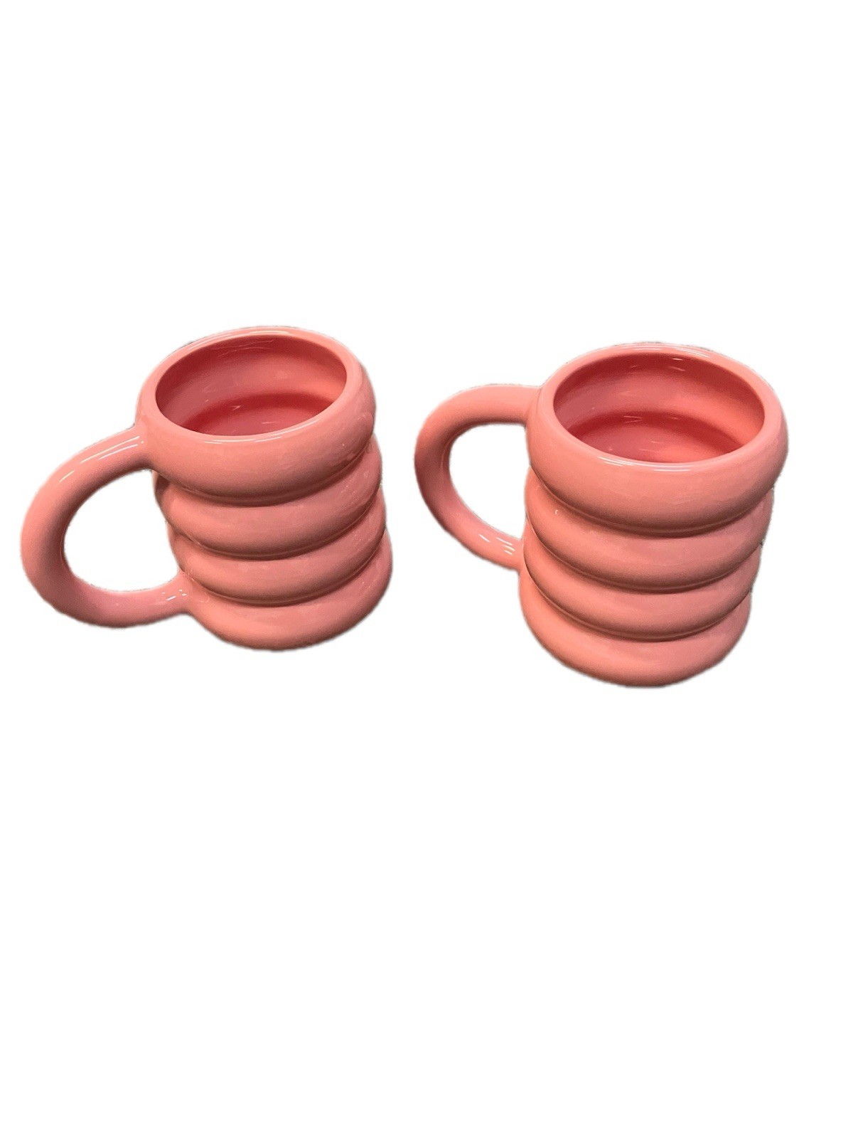 2 Light Coral Pink Mugs