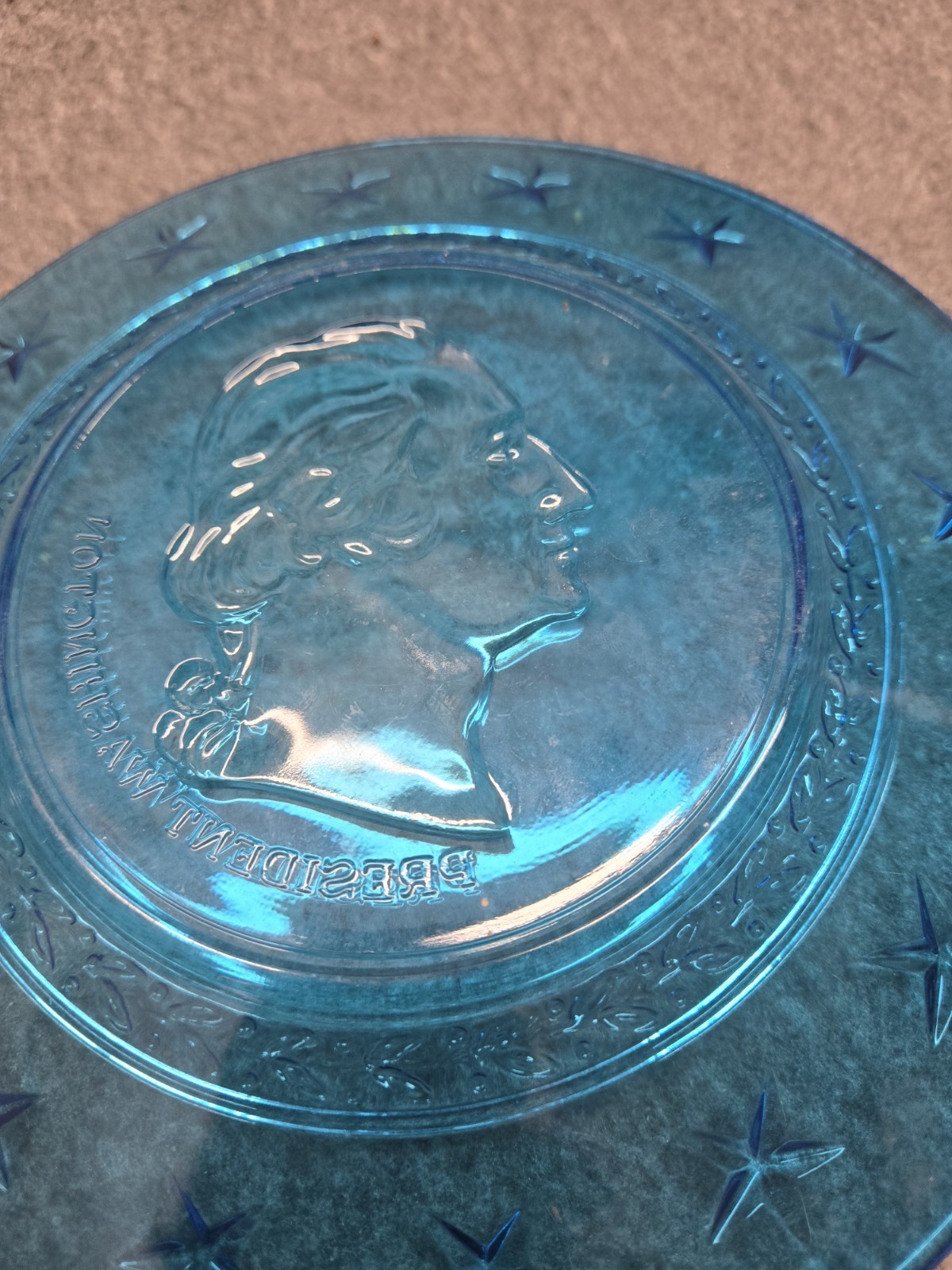 3 Collectable 8” Blue Wheaton Glass President Plates Washington Lincoln