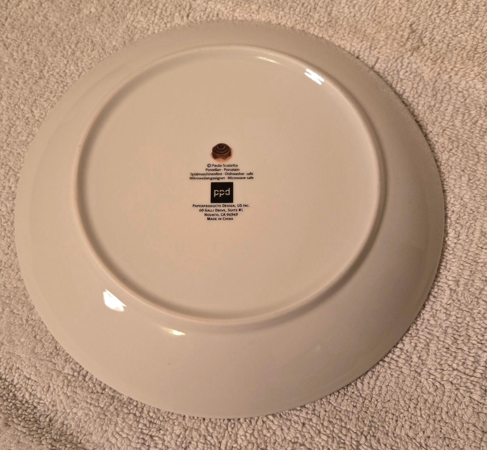 PPD White/Brown Desert Plate 8 in “CHOCOLAT” De Biscuits De Luxe” Paula Scaletta